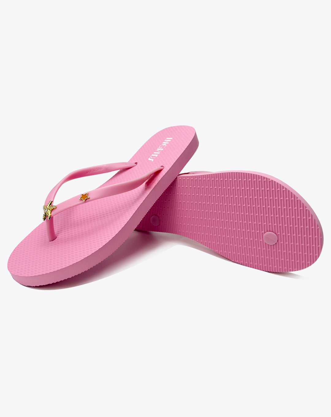 Women’s Pink Flip-Flops with Cute Starfish Charms – Strapless Edition
