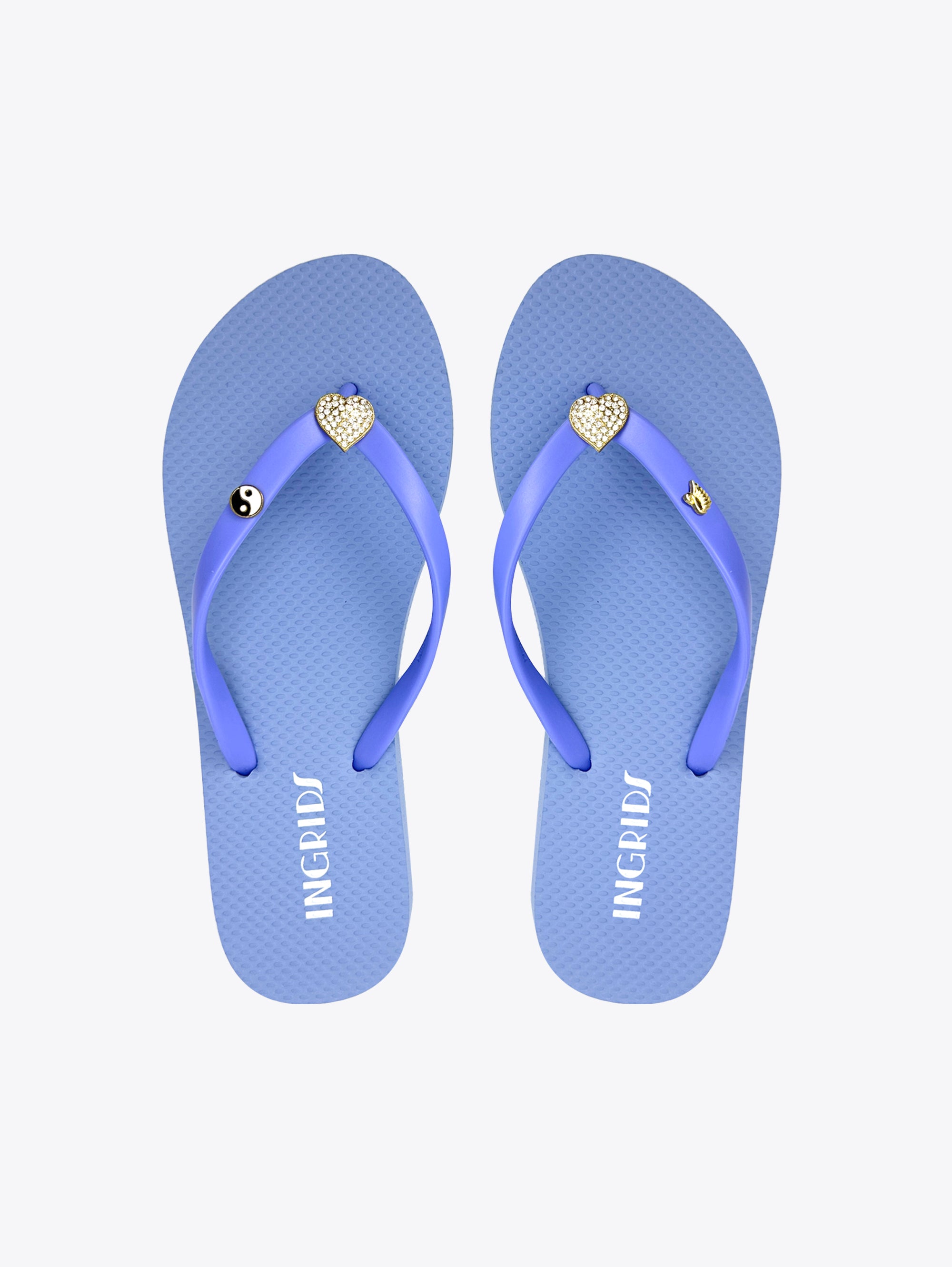 Women’s Blue Flip Flops with Minimalist Heart Charms – Cute & Chic Summer Sandals