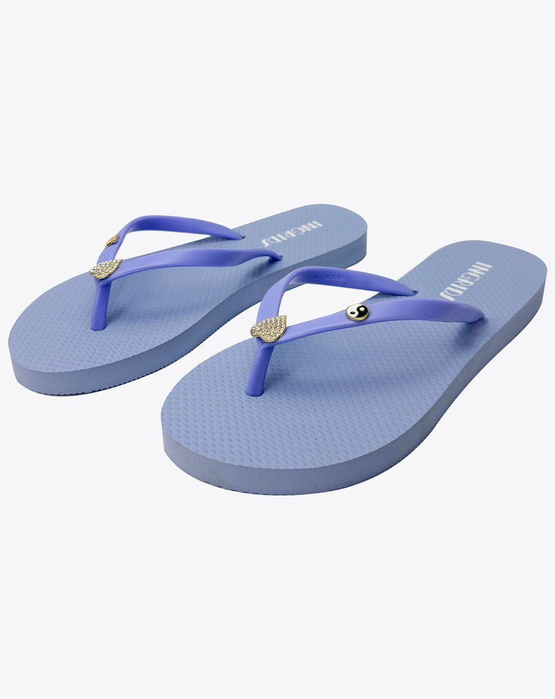 Women’s Blue Flip Flops with Minimalist Heart Charms – Cute & Chic Summer Sandals