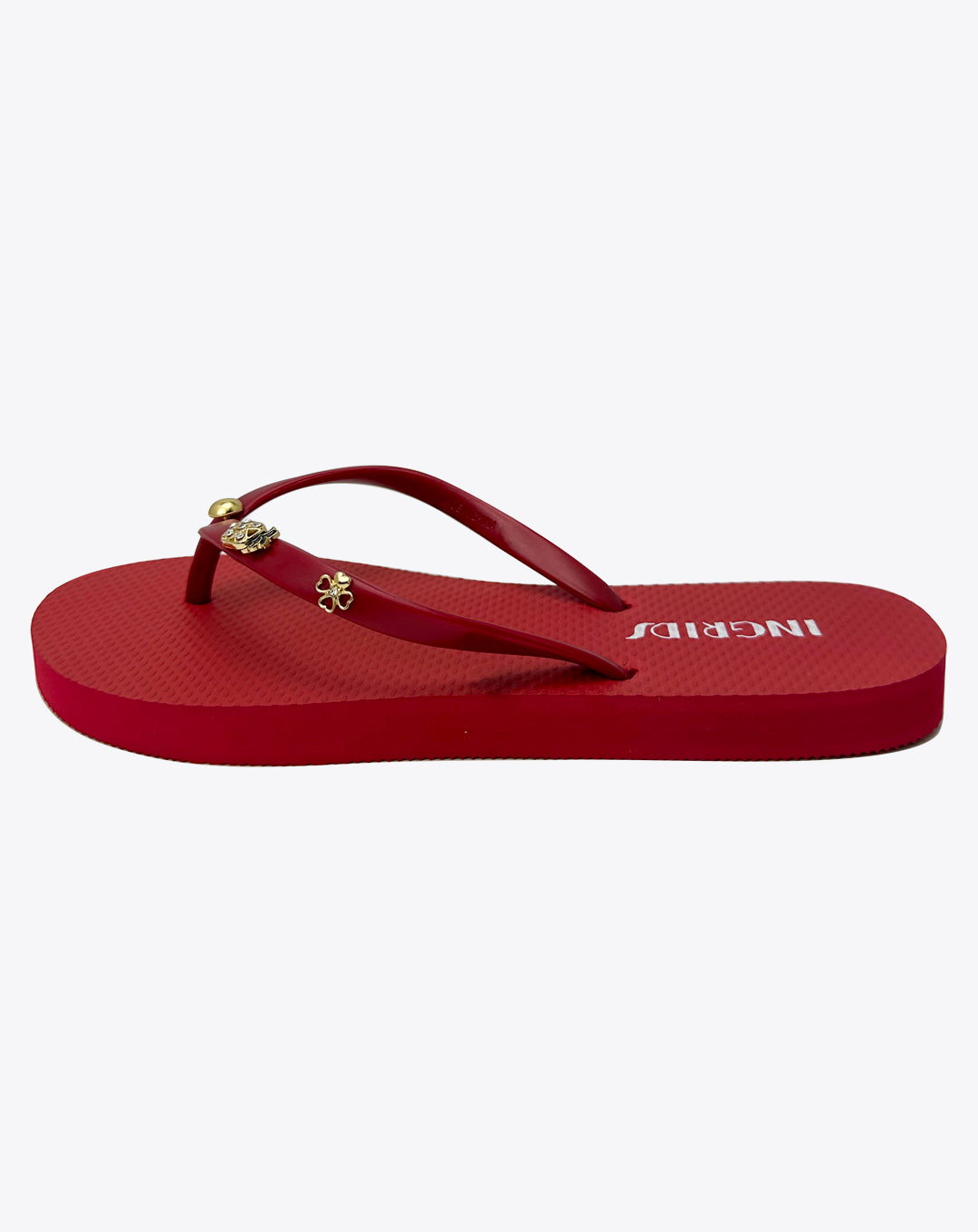 Women’s Cherry Red Flip Flops with Delicate Cute Charms
